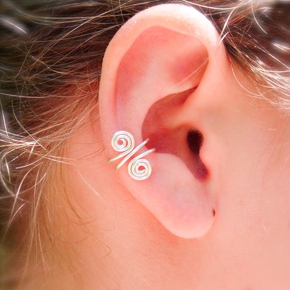 Moodtherapy Jewelry - Double Spiral Fake Conch Cartilage Earring Clip On Ear Cuff Faux Piercing